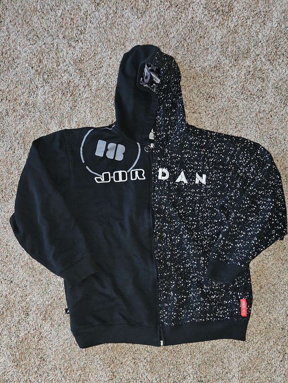 Jordan Black Split-Design Zip Hoodie